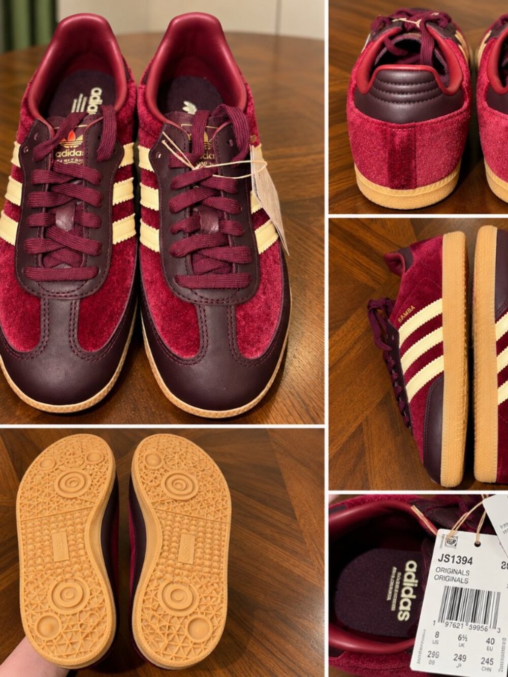 Adidas Samba OG Burgundy Velvet Sneakers Women’s Size 8 NWT